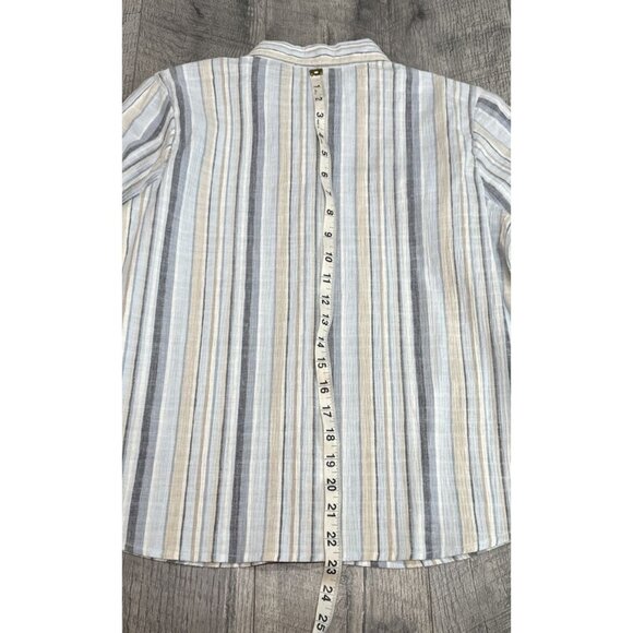 Relativity Shirt Womens Petite PM Blue Striped Pearl Button Up Stretch‎ Y2K NEW - Picture 8 of 8